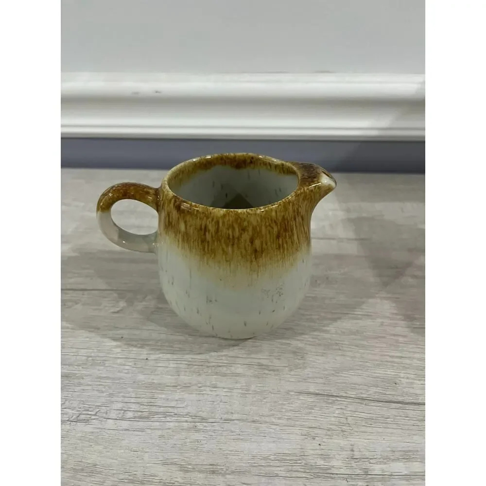 Vintage McCoy Ceramic Coffee Creamer Brown Drip Glaze Rustic
